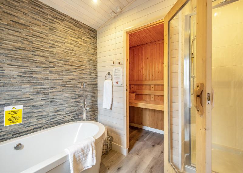 Bathroom with sauna